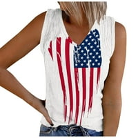 Ženska američka stanka zastava na vrhu patriotske majice 4. jula Ljetna majica bez rukava u USA zastava zvijezde Tee odjeća