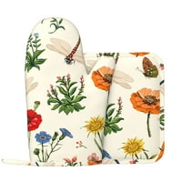DRAGONFLY i leptir cvjetni uzorni rukavice, stezaljka za stezanje, rukavice protiv klizanja, kuhinjske