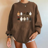 USMIXI zimska ženska dukserica Žene prevelizirani runovirke modne dame Okrugli vrat pulover vrhove Trendi