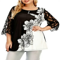 Ženska modna rukavska mreža Sheer Tunic majica plus veličina cvjetnih bluza vrhova