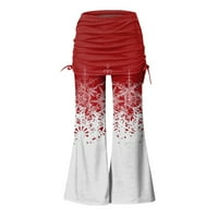 Široke hlače za žene tiskane pantalone za izvlačene navlake široke pantalone za noge, crvena 2xl