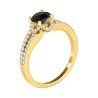 Aonejewelry 0. CTW. Sassy Halo Black Diamond zaručni prsten u 14k žutom zlatu