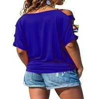 Hait Ladies majica kratki rukav na vrhu ramena plaža plaža Tunika bluza Ljetna majica sa čvrstom bojom