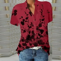 Leylayray Weens Tops Ženska ležerna košulja s kratkim rukavima s kratkim rukavima V-izrez Labavi bluza