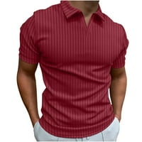 Caveitl muški vrhovi, muškarci casual solid oflown pulover stripe visoko elastična bluza s kratkim rukavima