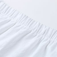 PXIAKGY Hlače za žene i džep pamučne pantalone Ženske casual obrezane čvrste hlače bijele + xxl