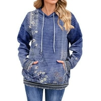 Ženski džemper Stajnom odjećom Ženski povremeni okrugli vrat Vintage Print dugih rukava Dukserica Labavi