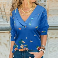 Košulje za žene Fashion Udobni V izrez s dugim rukavima cvjetni ispis za žene