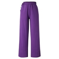 DMQupv ženske padžama hlače ženske plus veličine Sport pletit Capri pant pant purple s