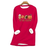 Pitauce ženska zima plus veličina fleece obložena Crewneck pulover dukserica Halloween bundeve print