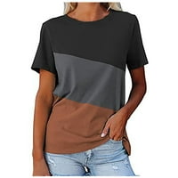 Ženske udobne majice kratkih rukava u boji blok na vratu Kontrastni bojama T-majice izrez kratkih rukava