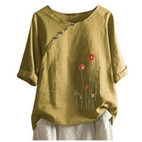 Aueoeo Womens Ljetne majice i vrhovi, ženski cvjetni print kratki rukav ležerne majice ljetni boho tunički