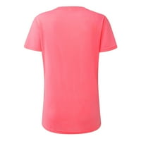 Ženska majica s dugim rukavima u grafički grafički ispis pada labavi fit tunik na vrhu Pink xxl