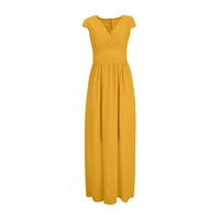 Žene Ljetne haljine Ležerne prilike V-izrez Čvrsta boja kratki rukav šifon struk za zatvaranje večernje