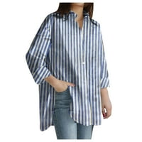 Dadaria Bluze za žene Dressy Casual Plus size Ženska nova majica Striped tiskani prorez Dugme s dugim