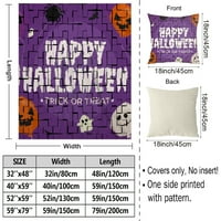 Halloween Dekorativni pokrivač s jastukom, tablica s lubanjem za spavaću sobu, 152,32x48 ''