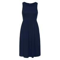 Ljetne haljine za žene V-izrez Ležerne prilike Dužina koljena čvrstom senduress haljina bez rukava Blue