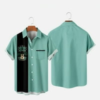 Muške plus veličine vrhovi ljetni modni havajski stil kratkih rukava casual majice mint zelene 16