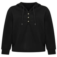 Voguele Žene pulover dukserice s kapuljačom dugih rukava Baggy Tops casual crni xxl