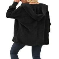 Jakna sa kaputama za kapute od ruke Fleece Outwear Mekani kaput udobne na otvorenom crne s