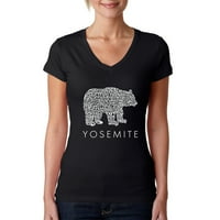 Pop Art Ženska riječ Art V-izrez Majica - Yosemite Bear