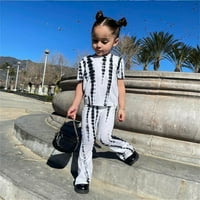 Eczipvz Baby Girl Odjeća za odjeću Ispis TODDLER Majica Djevojke Dječje odjeće Hlače Ruched Leopard