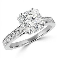Veličanstvo Diamonds MD180060- 0. CTW okrugli dijamant Double Prong SOLITAIRE sa akcentima za angažman