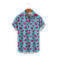 Valentinovo ljubavni uzorak Ljeto Muške havajske dječake Košulje Djeca Vintage 3D Ispiši labave majice Muške plaže Majica Modna odjeća, A-3xl
