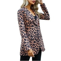 Kakina s jeseni jakne za žene, ženski leopard tisak jednostrukih dugmeta mali kardigan wthout džepni