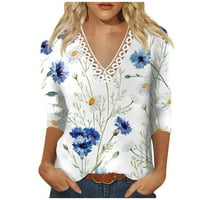 Apepal bluza od ženskih rukava s majicom V izrez casual bagesy bluza Žene vrhovi bijeli s