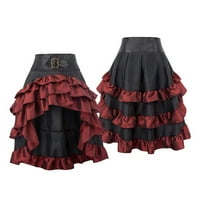 Merqwadd Women Retro Gothic Steampunk suknja Renesansa visoko-niska žurbe suknja Viktorijanska ruffle