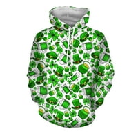 Muški duksevi sv. Patrika Novost 3D grafički pulover s dugim rukavima zelena veličina XL