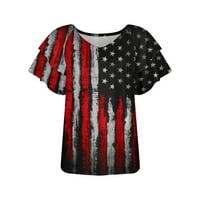 Olyvenn Ljeto Ženska ženska majica The Majice Tunic Tops Patriotsko USA zastava Ispiši majice Saobrani