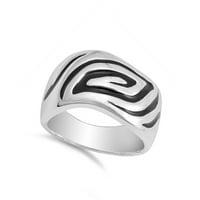 Oksidirani etched očni zig za modernog prstena. Sterling Silver Band nakit ženski muški unise veličine