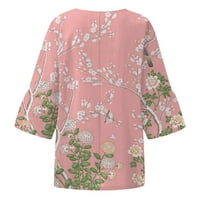 Plus size Ženske posteljine ljetne cvjetne casual labavih basičnih vrhova, majica na pola rukava, prevelicirane