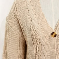 Felwors pletene džempere za žene jesen novi V rect rukav pleteni kardigan ženski labavi džemper