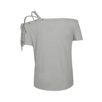 Ženska casual Solid Boja ruffle ovratnik dugih rukava ruffle majica bluza V-izrez kratki rukav majica
