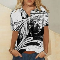 Ženski vrhovi bluza casual kratkih rukava tiskane ženske majice Henley ljeto crna 4xl