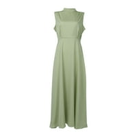 Ženske haljine bez rukava casual maxi solid mock vrat ljetna haljina zelena xl