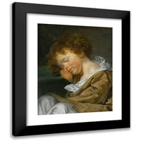 Jean-Baptiste Greuze Black Moderni uokvireni muzej Art Print pod nazivom - dječak spava na stolu