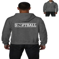 MMF - Muška dukserica pulover punog zip, do muškaraca veličine 5xl - softball sa loptom