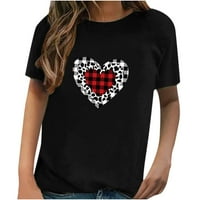 Košulje s kratkim rukavima za žene Trendy Valentinovo seksi leopard pleteni srčani ispis grafički tees
