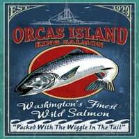 Orcas Island, Washington, Vintage znak sa lososom