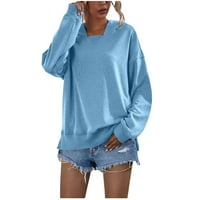 Duksevi za žene s kapuljačom dugih rukava Bluze s dugim rukavima čvrsti pulover vrhovi labavi fit tees