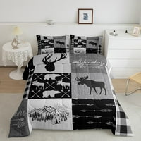 Lovački jelen Komformer za dječake, rustikalni set posteljine kampera Plaid avanturistički patchwork