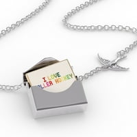 Ogrlica s bloketom Volim valjak, šareni u srebrnom kovertu Neonblond