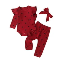 Symoidni setovi odjeće za djevojke djevojke pamučni čišćenje Grafički tiskani božićni pokloni Dugi rukavi Dječji ružičasti pad i zimska odjeća 9- mjeseci
