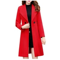 KETYYH-CHN Ženske zimske kapute plus veličina Poslovni casual dugački kaput crveni, m