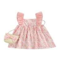 TODDLER Baby Girl Haljine Summer Princess Odjeća cvjetna haljina ruffle sandress sa slamnom torbom od