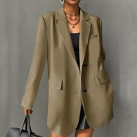 Entyinea ženske plus veličine Blazer dugih rukava otvorena prednja osnovna lagana čvrsta jakna za blažer